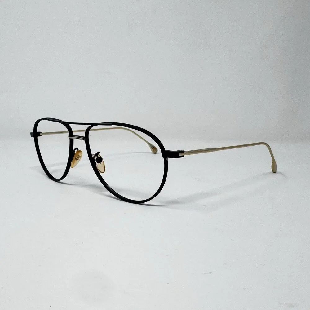 Paul Smith PSSN078 02 Black Gold Aviator Eyeglass Frames 57-16-145 Made in Italy